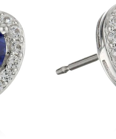 Sterling Silver Created Blue Sapphire Stud Earrings
