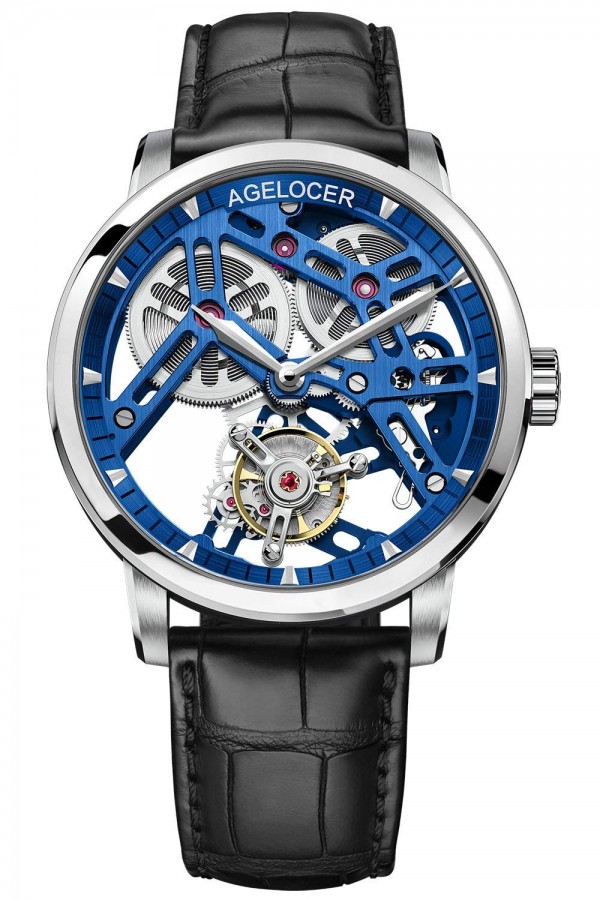 Agelocer Men's Watch Luxury Double-Sided Hollow Transparent caseback