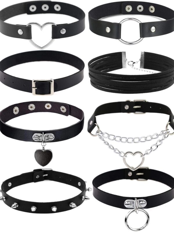 EIELO 8Pcs Leather Choker Necklace for Women