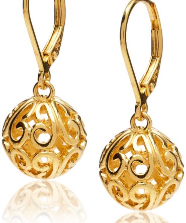 18k Yellow Gold Plated Sterling Silver Dangle Earrings
