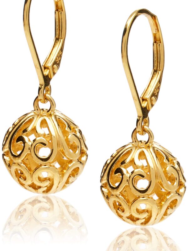 18k Yellow Gold Plated Sterling Silver Dangle Earrings