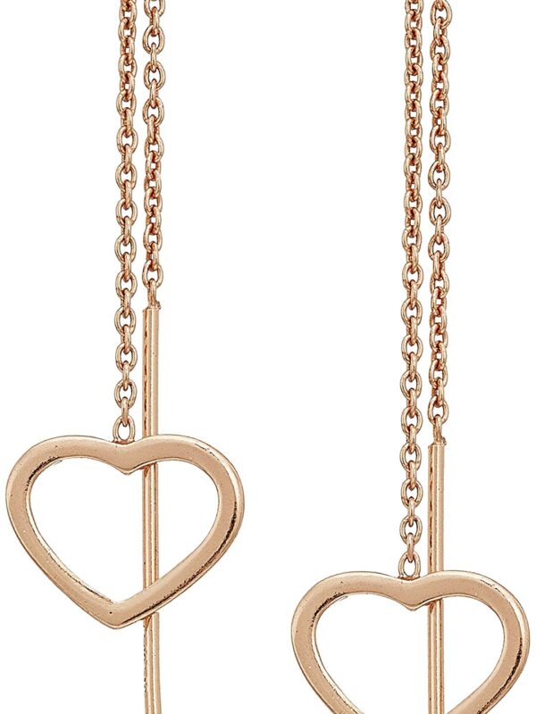 Rose Gold Over Sterling Silver Open Heart Earrings