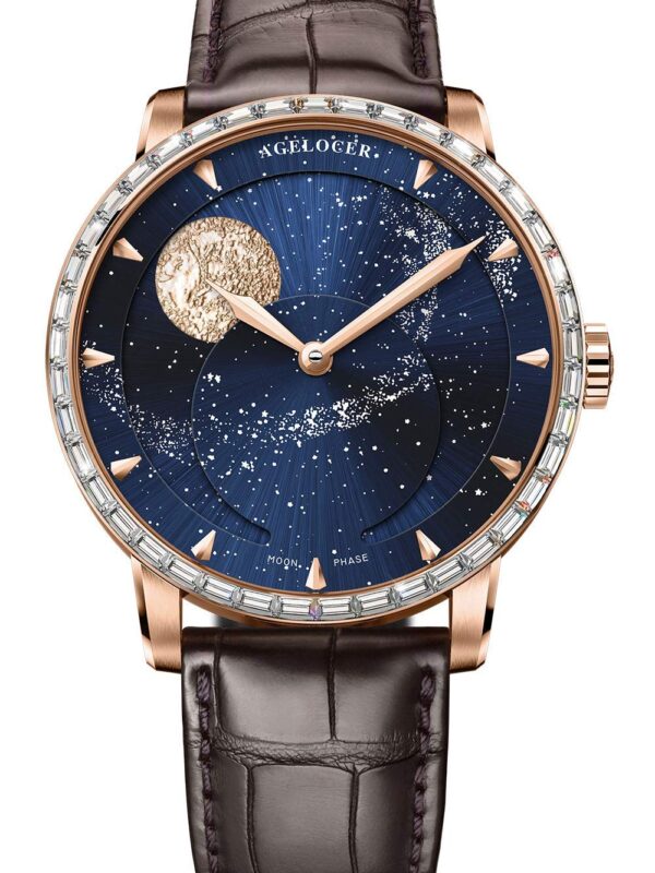 Elegance with the Men's Real Diamond High Style Blue Automatic Moon Phase Mechanical Watch