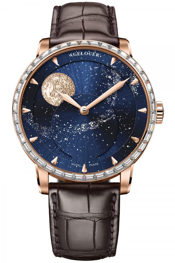 Elegance with the Men's Real Diamond High Style Blue Automatic Moon Phase Mechanical Watch