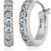 Platinum Plated Sterling Hoop Earrings set