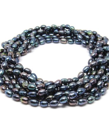 Black Oval Freshwater Cultured Pearl Rope