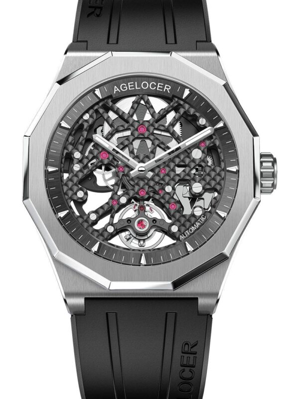 Agelocer Men's Top Brand Black Skeleton Mechanical Automatic