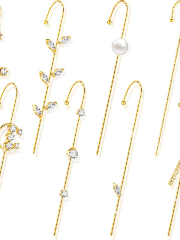 8 Pieces Ear Crawler Hook Earrings, Ear Cuff Wrap Studs