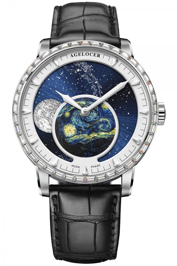 Agelocer Men's Watch Swarovski Crystal Automatic Moon Phase