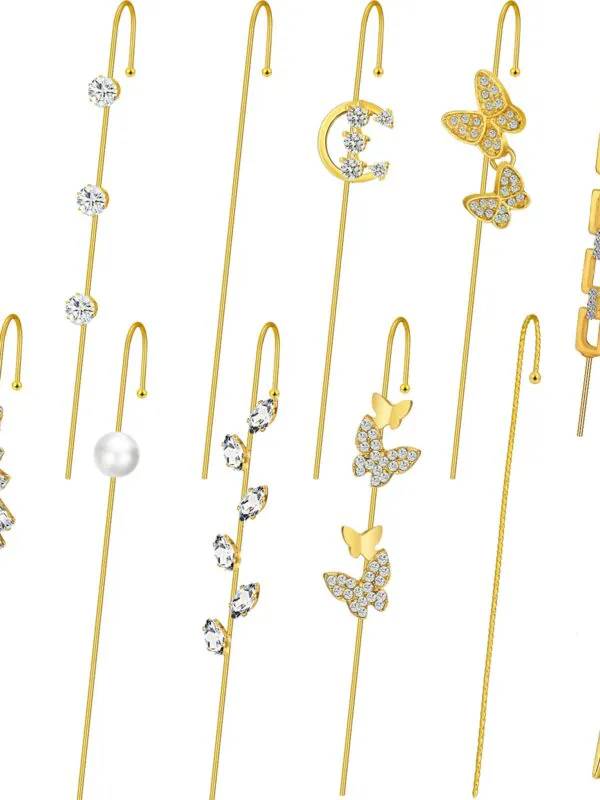 12 Pieces Ear Wrap Crawler Hook Zircon Earrings