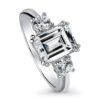 Eternal Elegance: Rhodium-Plated CZ 3-Stone Anniversary Ring ?✨