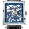 Agelocer Men's Double-Sided Hollow Black Steel Dual Time