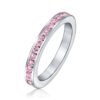 Pink Tourmaline CZ Stackable Ring with Simulated Tourmaline Stones, Sterling Silver