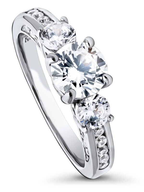 BERRICLE Rhodium Plated Sterling Silver Round Cubic Zirconia