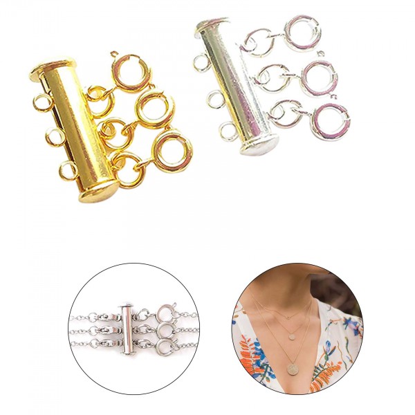 Layered Necklace Spacer Clasp, 3 Strands Necklaces