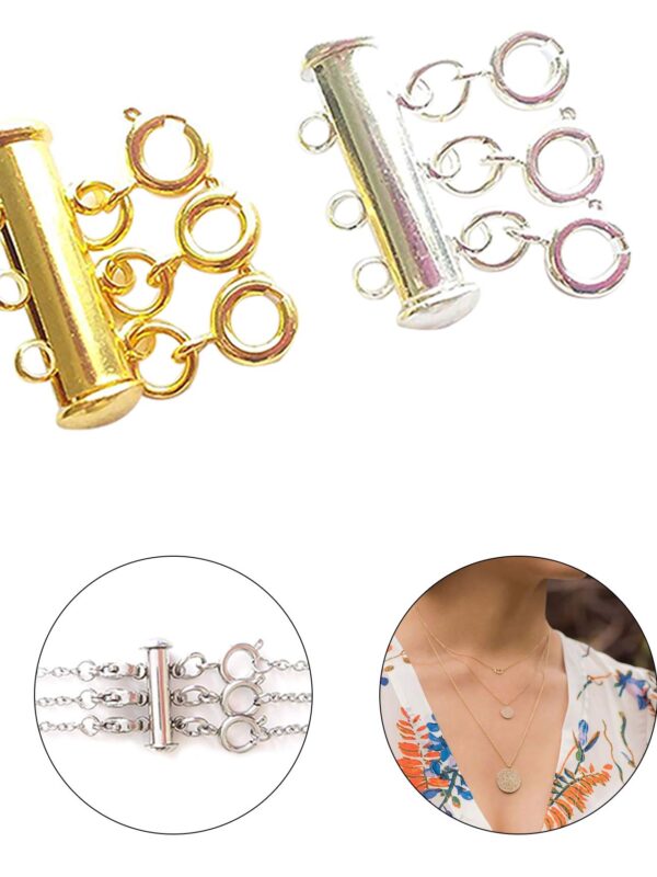 Layered Necklace Spacer Clasp, 3 Strands Necklaces