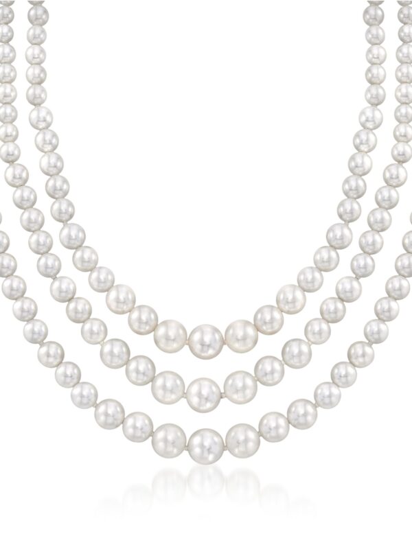 Ross-Simons 6-12mm Shell Pearl Graduated 3-Strand Necklace