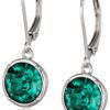 Sterling Silver Emerald Green Round Dangle Earrings
