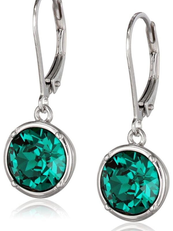 Sterling Silver Emerald Green Round Dangle Earrings