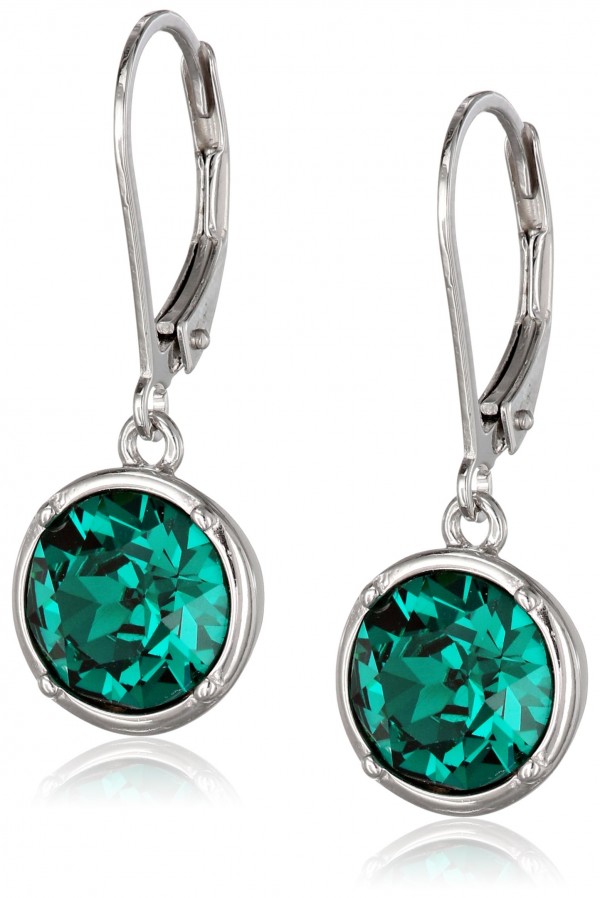Sterling Silver Emerald Green Round Dangle Earrings