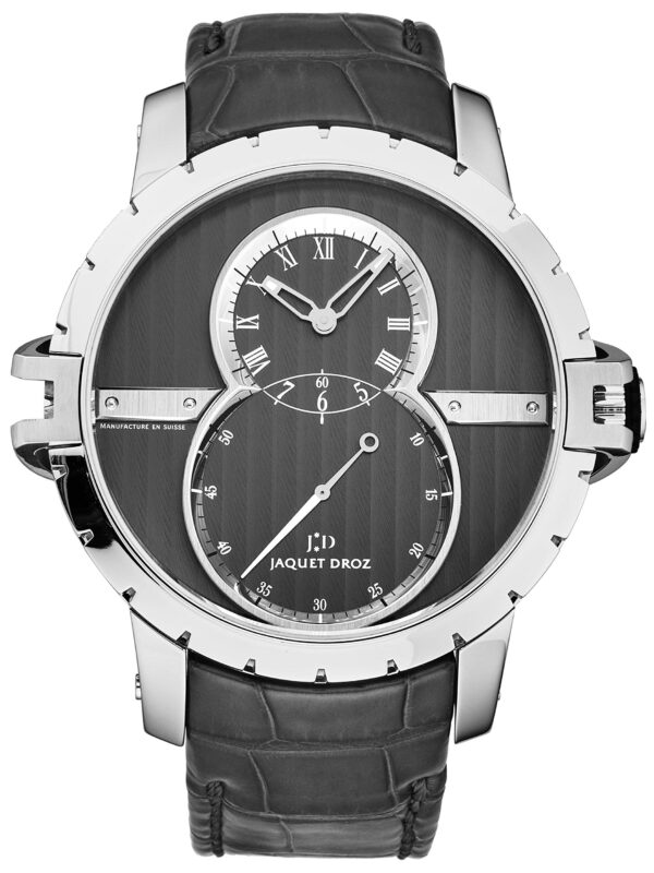 Jaquet Droz Men's 'GrandeSecond' Dark Grey Dial Grey Leather Strap