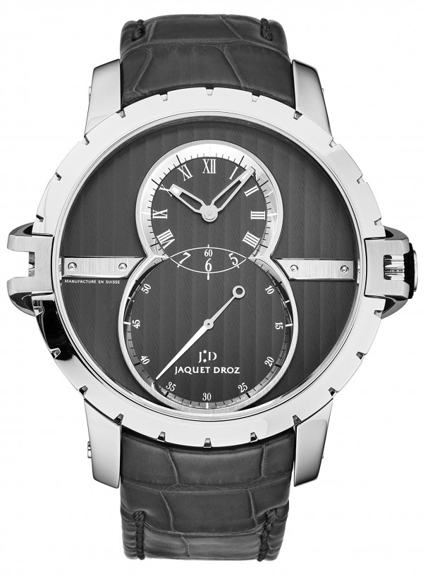 Jaquet Droz Men's 'GrandeSecond' Dark Grey Dial Grey Leather Strap