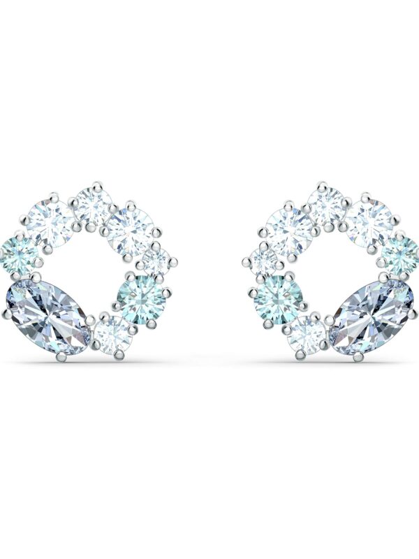 Swarovski Stud Pierced Earrings with Multicolored Blue Crystals