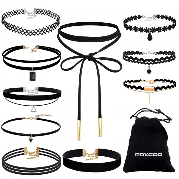 Paxcoo CN-01 Black Velvet Choker Necklaces