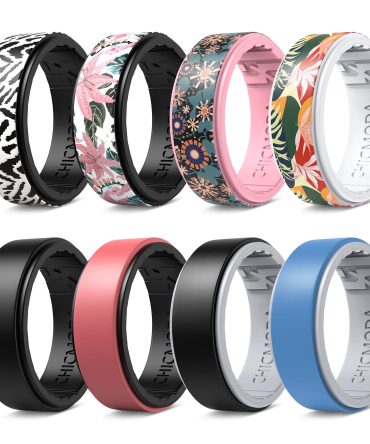 CHICMODA Silicone Rings Women Mens,8 Colorful Silicone Rings