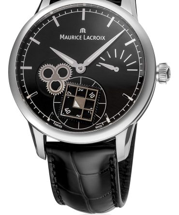 Maurice Lacroix Masterpiece Square Wheel Men's Mechanical Watch with Black Dial and Power Reserve,