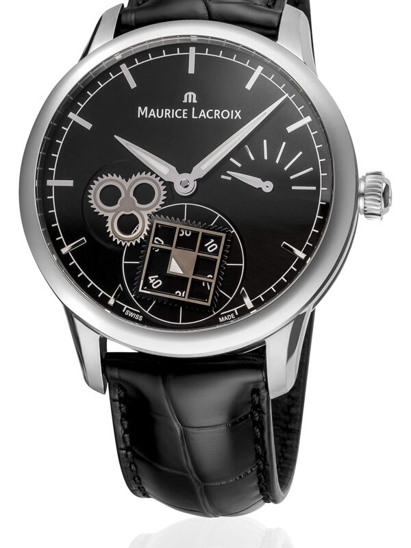 Maurice Lacroix Masterpiece Square Wheel Men's Mechanical Watch with Black Dial and Power Reserve,