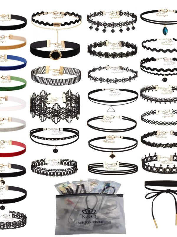 56 PCS Choker Necklace, K&Q Classic Colorful Gothic Collar