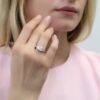 Love Story with the Rhodium-Plated Sterling Silver Princess Cut 3-Stone CZ Engagement Ring - A Timeless Symbol of Love and Commitment