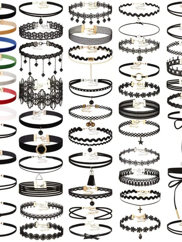 52 PCS Choker Necklace, K&Q Classic Colorful Gothic Collar