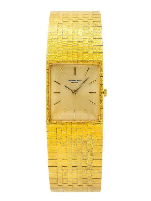 Audemars Piguet Certified Pre-Owned Watch with a sleek 23mm case, showcasing classic luxury craftsmanship, ideal for an 8-inch wrist. 