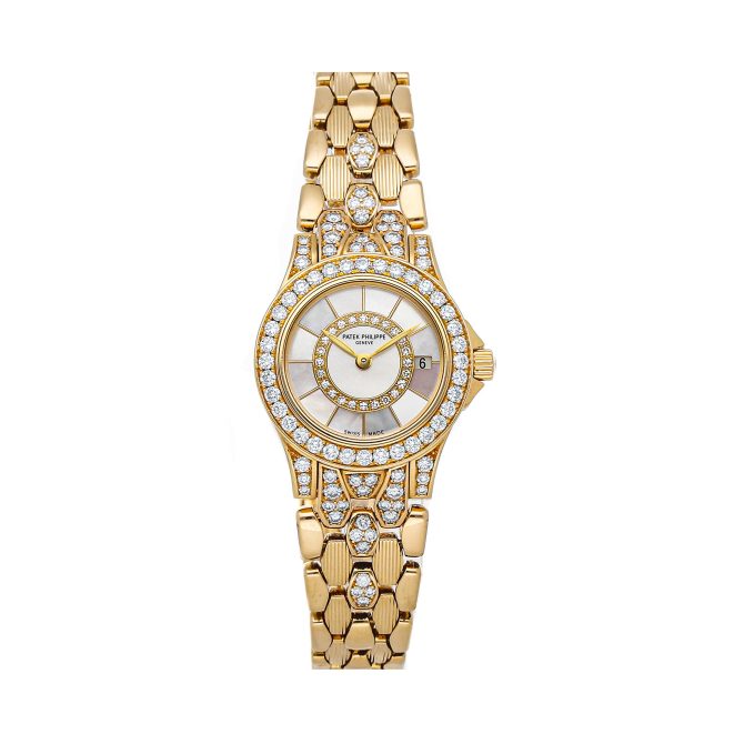 White Mother-of-Pearl Dial Patek Philippe Neptune Womens Watch
