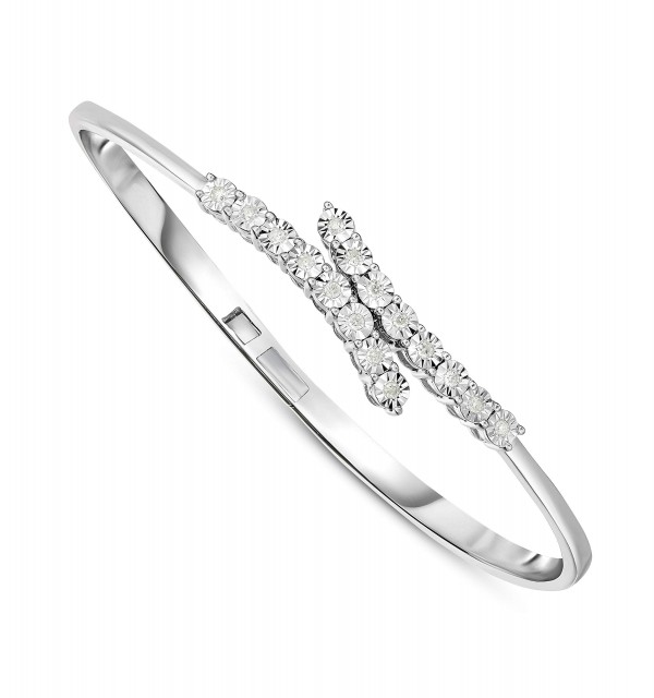 NATALIA DRAKE 1/4 Cttw Diamond Open Cuff Bangle Bracelet