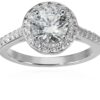 Platinum-Plated Sterling Silver Round-Cut Halo Ring