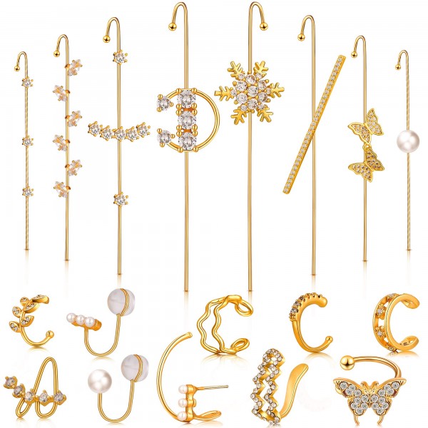 Wrap Crawler Hook Earrings Gold Piercing Climber Earring