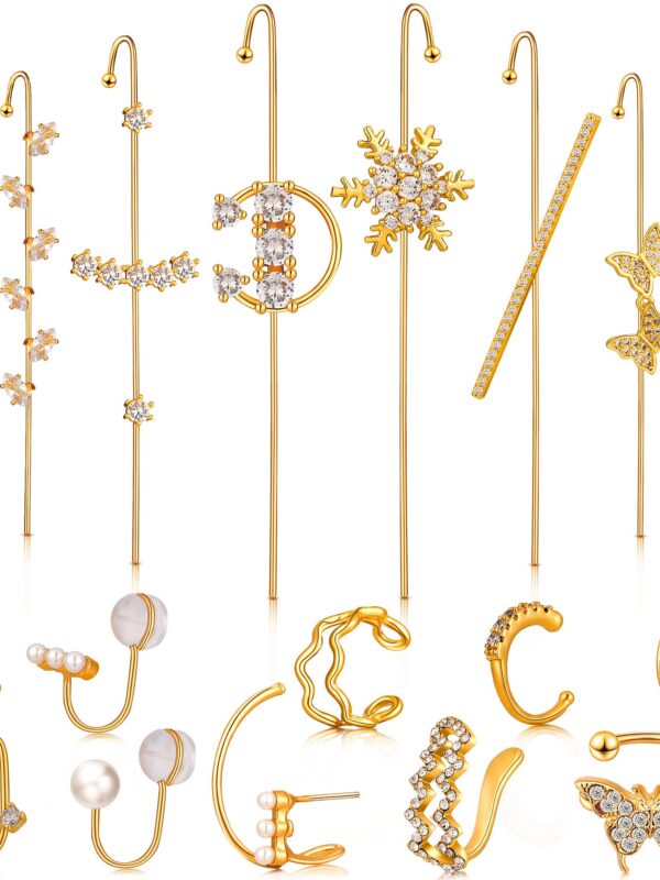 Wrap Crawler Hook Earrings Gold Piercing Climber Earring