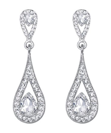 Crystal Luxury Dual Teardrop Wedding Clip-On Earrings