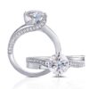 Moissanite Stone Engagement Ring Solitare with Accents Sterling Silver