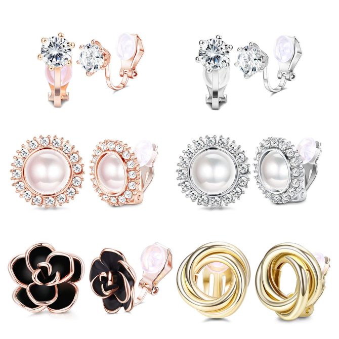 SAILIMUE 6 Pairs Clip Earrings Sets for Women