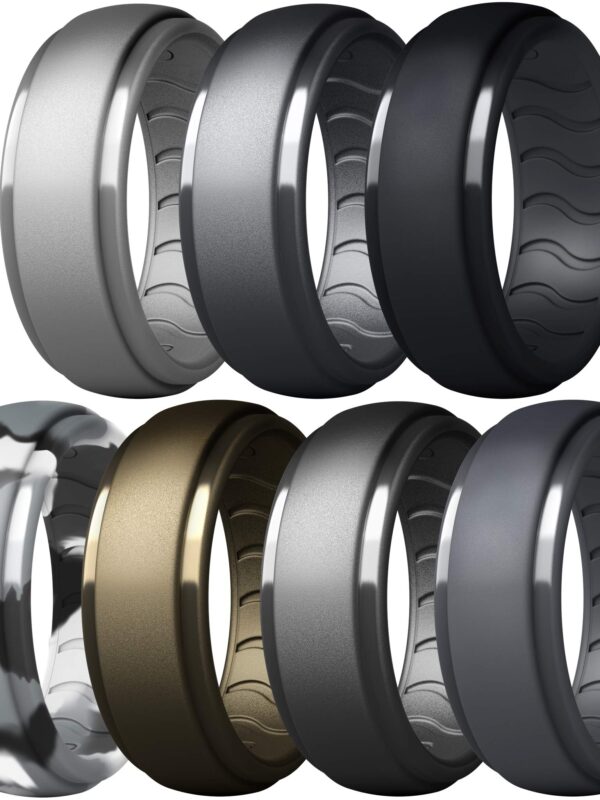 Breathable Mens Silicone Wedding Rings Rubber Ring Bands For Men