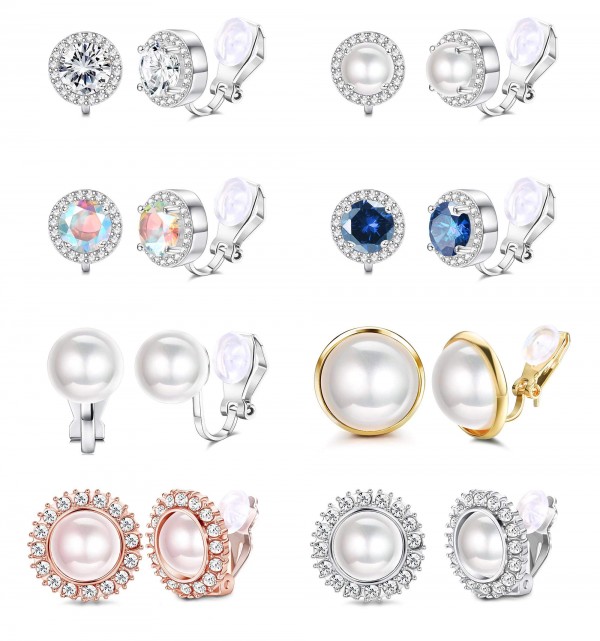 SAILIMUE 8 Pairs Clip Earrings Sets for Women