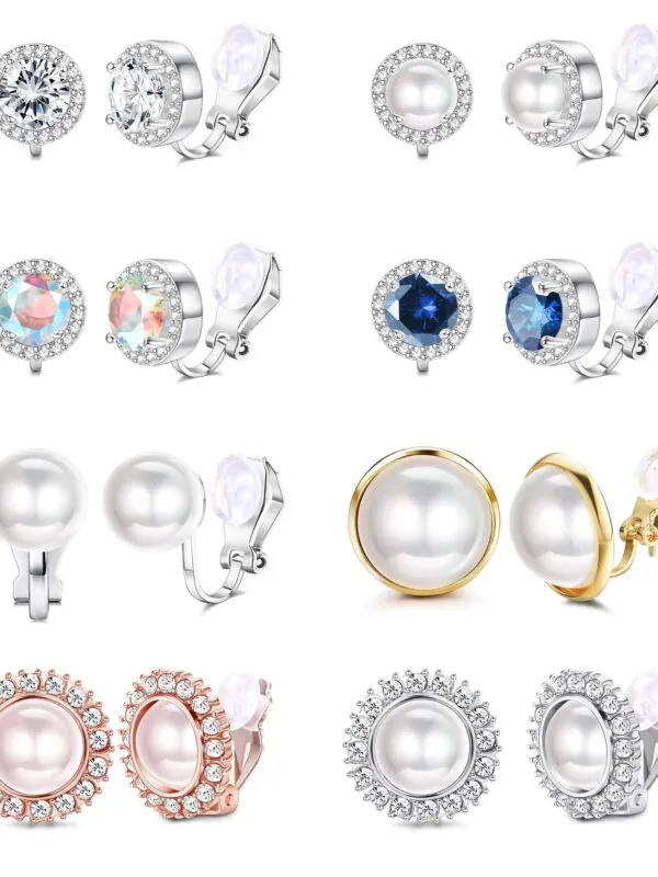 SAILIMUE 8 Pairs Clip Earrings Sets for Women