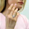 Eternal Elegance: Rhodium-Plated CZ 3-Stone Anniversary Ring ?✨