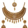 Jewellery Set Gold Plated Kundan Polki Choker Necklace Earrings
