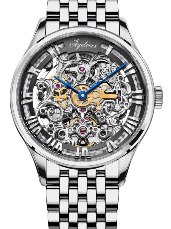 Agelocer Men's Top Brand Stainless Steel Skeleton Mechanical Automatic Watch