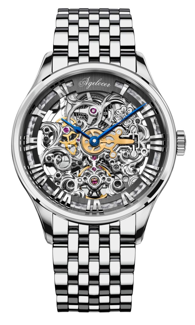 Agelocer Men's Top Brand Stainless Steel Skeleton Mechanical Automatic Watch